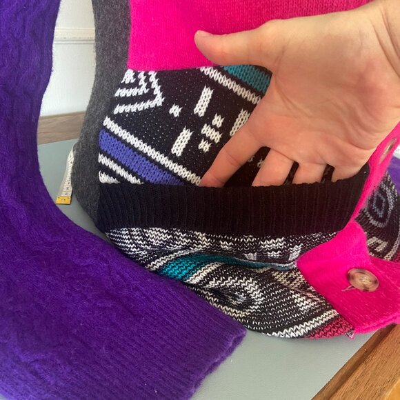 Preloved Cardigan; Reclaimed wool patchwork boho eco - Medium/Large - Picture 7 of 12